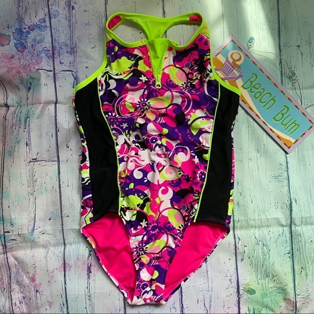 Wave Zone Neon Multicolor Racerback Race swimsuit - Picture 3 of 8